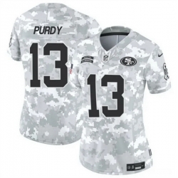 Women San Francisco 49ers 13 Brock Purdy 2024 F U S E Arctic Camo Salute To Service Limited Stitched Jersey