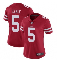 Women San Francisco 49ers 5 Trey Lance Red Team Color Women Stitched NFL Vapor Untouchable Limited Jersey