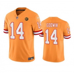 Men Tampa Bay Buccaneers 14 Chris Godwin Orange 2023 F U S E  Throwback With John Madden Patch Vapor Limited Stitched Football Jersey