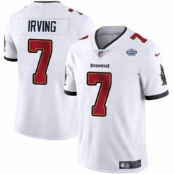 Men Tampa Bay Buccaneers 7 Bucky Irving White With Draft Patch Vapor Limited Stitched Jersey