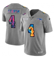 New England Patriots 4 Jarrett Stidham Men Nike Multi Color 2020 NFL Crucial Catch NFL Jersey Greyheather