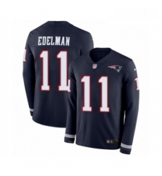 Youth Nike New England Patriots 11 Julian Edelman Limited Navy Blue Therma Long Sleeve NFL Jersey