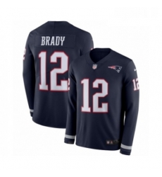 Youth Nike New England Patriots 12 Tom Brady Limited Navy Blue Therma Long Sleeve NFL Jersey