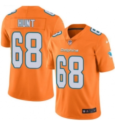 Nike Dolphins 68 Robert Hunt Orange Men Stitched NFL Limited Rush Jersey