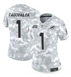 Women Miami Dolphins 1 Tua Tagovailoa 2024 F U S E Arctic Camo Salute To Service Limited Stitched Football Jersey