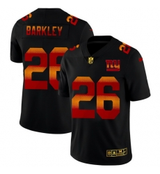 New York Giants 26 Saquon Barkley Men Black Nike Red Orange Stripe Vapor Limited NFL Jersey