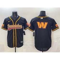 Men Washington Commanders Team Big Logo Black Limited Stitched Baseball Jersey Men Washington Commanders Team Big Logo Black Limited Stitched Baseball Jersey