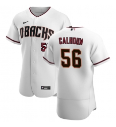 Men Arizona Diamondbacks 56 Kole Calhoun Men Nike White Crimson Flex Base Home Team MLB Jersey