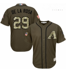 Mens Majestic Arizona Diamondbacks 29 Jorge De La Rosa Replica Green Salute to Service MLB Jersey 