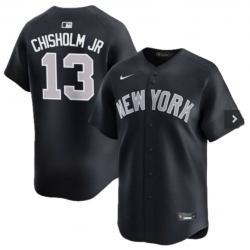 Men New York Yankees #13 Chisholm Jr Black Cool Base Stitched jersey