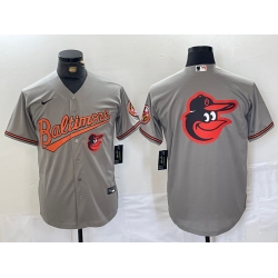 Men Baltimore Orioles Gray Team Big Logo Cool Base Stitched Jersey 3