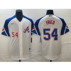 MLB Braves 54 Max Fried White City Connect Nike Cool Base Men Jersey 4