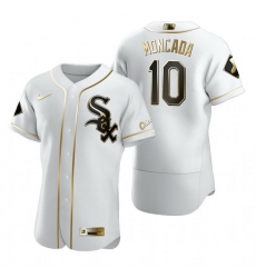 Chicago White Sox 10 Yoan Moncada White Nike Mens Authentic Golden Edition MLB Jersey