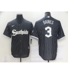 Men's Chicago White Sox #3 Harold Baines Replica Black Alternate Home Cool Base Jersey