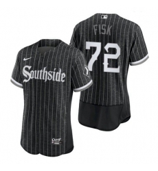 Men's Chicago White Sox Southside Carlton Fisk Black Authentic Jersey