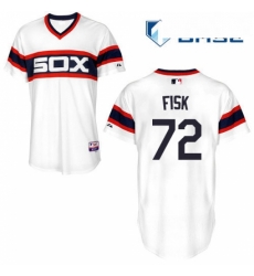 Mens Majestic Chicago White Sox 72 Carlton Fisk Replica White 2013 Alternate Home Cool Base MLB Jersey