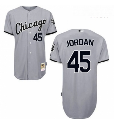 Mens Mitchell and Ness Chicago White Sox 45 Michael Jordan Replica Grey Throwback MLB Jersey