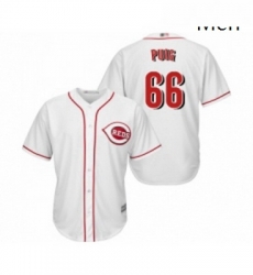 Mens Cincinnati Reds 66 Yasiel Puig Replica White Home Cool Base Baseball Jersey 