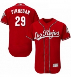 Mens Majestic Cincinnati Reds 29 Brandon Finnegan Red Los Rojos Flexbase Authentic Collection MLB Jersey