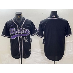 Men Colorado Rockies Black Team Big Logo Cool Base Stitched Baseball JerseyS 5