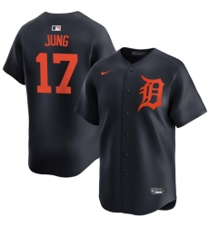 Men Detroit Tigers 17 Jace Jung Black 2024 Alternate Limited Stitched Baseball Jersey