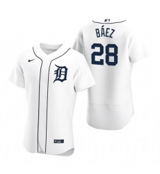 Men Detroit Tigers 28 Javier Baez White Flex Base Stitched jersey