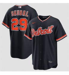 Men Detroit Tigers  29 Tarik Skubal Navy Alternate Stitched Baseball Jersey