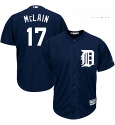 Mens Majestic Detroit Tigers 17 Denny McLain Replica Navy Blue Alternate Cool Base MLB Jersey