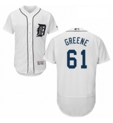 Mens Majestic Detroit Tigers 61 Shane Greene White Home Flex Base Authentic Collection MLB Jersey