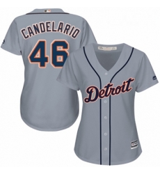 Womens Majestic Detroit Tigers 46 Jeimer Candelario Replica Grey Road Cool Base MLB Jersey 