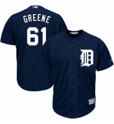 Youth Majestic Detroit Tigers 61 Shane Greene Replica Navy Blue Alternate Cool Base MLB Jersey 