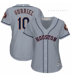 Womens Majestic Houston Astros 10 Yuli Gurriel Replica Grey Road Cool Base MLB Jersey 