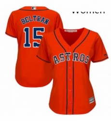 Womens Majestic Houston Astros 15 Carlos Beltran Authentic Orange Alternate Cool Base MLB Jersey