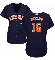 Womens Majestic Houston Astros 16 Brian McCann Authentic Navy Blue Alternate Cool Base MLB Jersey