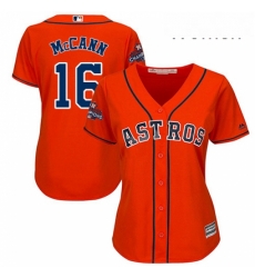 Womens Majestic Houston Astros 16 Brian McCann Authentic Orange Alternate 2017 World Series Champions Cool Base MLB Jersey