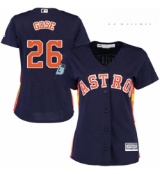 Womens Majestic Houston Astros 26 Anthony Gose Authentic Navy Blue Alternate Cool Base MLB Jersey 