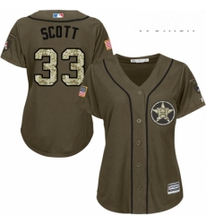 Womens Majestic Houston Astros 33 Mike Scott Replica Green Salute to Service MLB Jersey