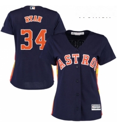 Womens Majestic Houston Astros 34 Nolan Ryan Authentic Navy Blue Alternate Cool Base MLB Jersey