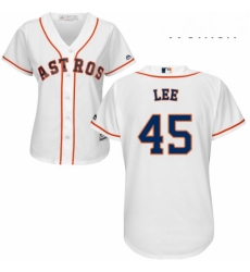 Womens Majestic Houston Astros 45 Carlos Lee Authentic White Home Cool Base MLB Jersey