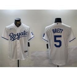 Men Kansas City Royals 5 George Brett White Cool Base Stitched Baseball Jersey