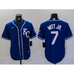 Men Kansas City Royals 7 Bobby Witt Jr  Royal Cool Base Stitched Baseball Jersey