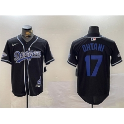 Men Los Angeles Dodgers 17 Shohei Ohtani Black 2024 World Series Champions Limited Stitched Baseball Jersey