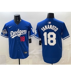 Men Los Angeles Dodgers 18  Yoshinobu Yamamoto Royal 2025 World Series Champions Patch Limited Stitched Baseball Jersey