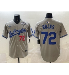 Men Los Angeles Dodgers 72 Miguel Rojas Grey 2025 World Series Patch Limited Stitched Baseball Jersey Men Los Angeles Dodgers 72 Miguel Rojas Grey 2025 World Series Patch Limited Stitched Baseball Jersey