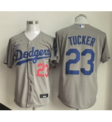 Men Los Angeles Dodgers  Kyle Tucker Grey Cool Base Limited Stitched Baseball Jersey