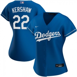 Los Angeles Dodgers 22 Clayton Kershaw Nike Women Alternate 2020 MLB Player Jersey Royal Los Angeles Dodgers 22 Clayton Kershaw Nike Women Alternate 2020 MLB Player Jersey Royal