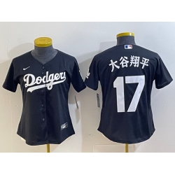 Women Los Angeles Dodgers 17  Shohei Ohtani Black Stitched Jersey  Women Los Angeles Dodgers 17  Shohei Ohtani Black Stitched Jersey