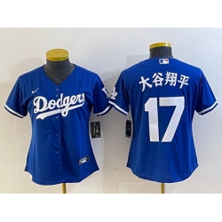 Women Los Angeles Dodgers 17  Shohei Ohtani Blue Stitched Jersey  Women Los Angeles Dodgers 17  Shohei Ohtani Blue Stitched Jersey