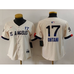 Women Los Angeles Dodgers 17 Shohei Ohtani Cream Stitched Baseball Jersey2 Women Los Angeles Dodgers 17 Shohei Ohtani Cream Stitched Baseball Jersey2