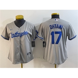 Women Los Angeles Dodgers 17 Shohei Ohtani Grey Stitched Jersey  3 Women Los Angeles Dodgers 17 Shohei Ohtani Grey Stitched Jersey  3